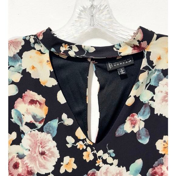B Collection by Bobeau - Long Sleeve, Black & Floral, Shift Dress (size S) - Picture 3 of 4